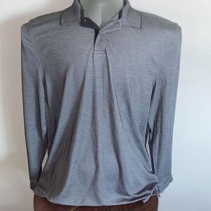 Tasso Elba Supima cotton Long sleeve Shirt XL Steel Gray collar